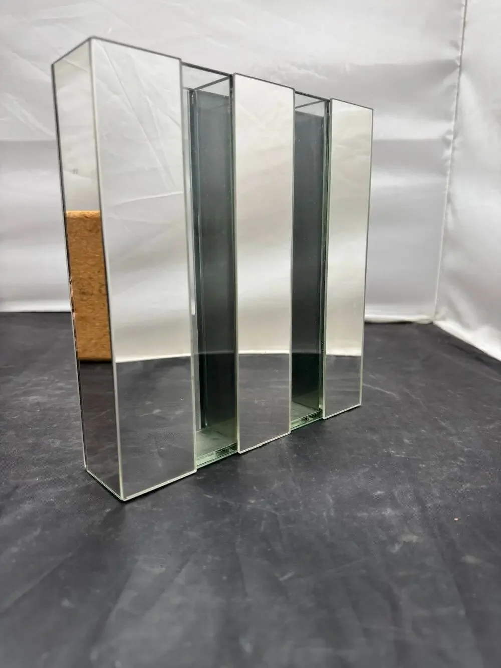 Torre & Tagus Mirrored Glass Geometric 5 Slot Floral Arranger Bud Flower Vase